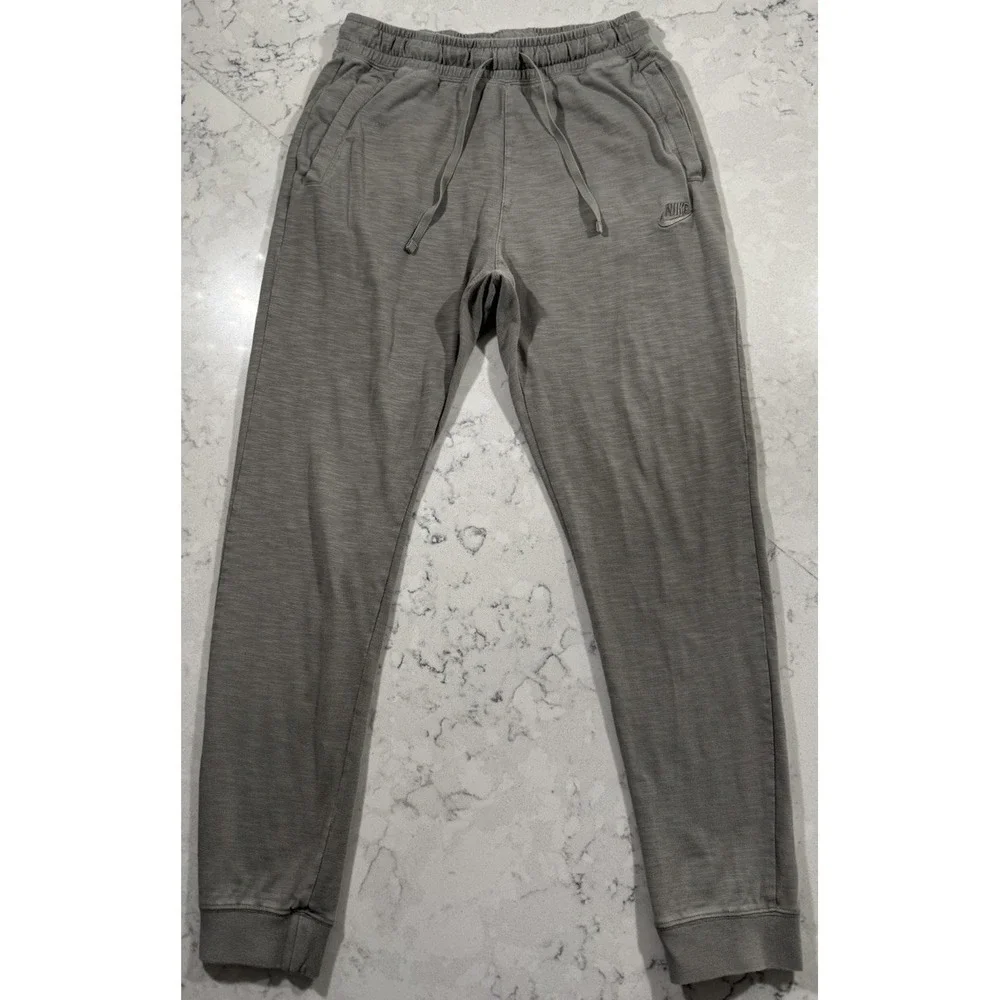 Nike Fleece Joggers Sweatpants Mens Medium Gray Cotton Athleisure Sportswear